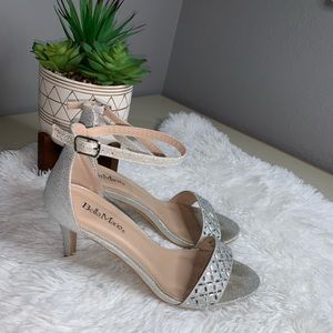 Bella Marie silver glitter ankle wrap heel 8 shoe